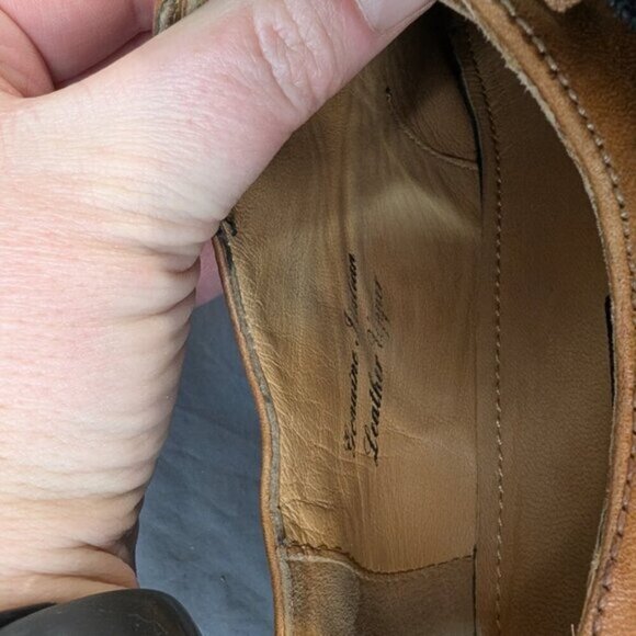 Marco Vittorio Brown Leather Double Monk Strap Cap Toe Dress Shoes Men Size 10.5 - Picture 9 of 13